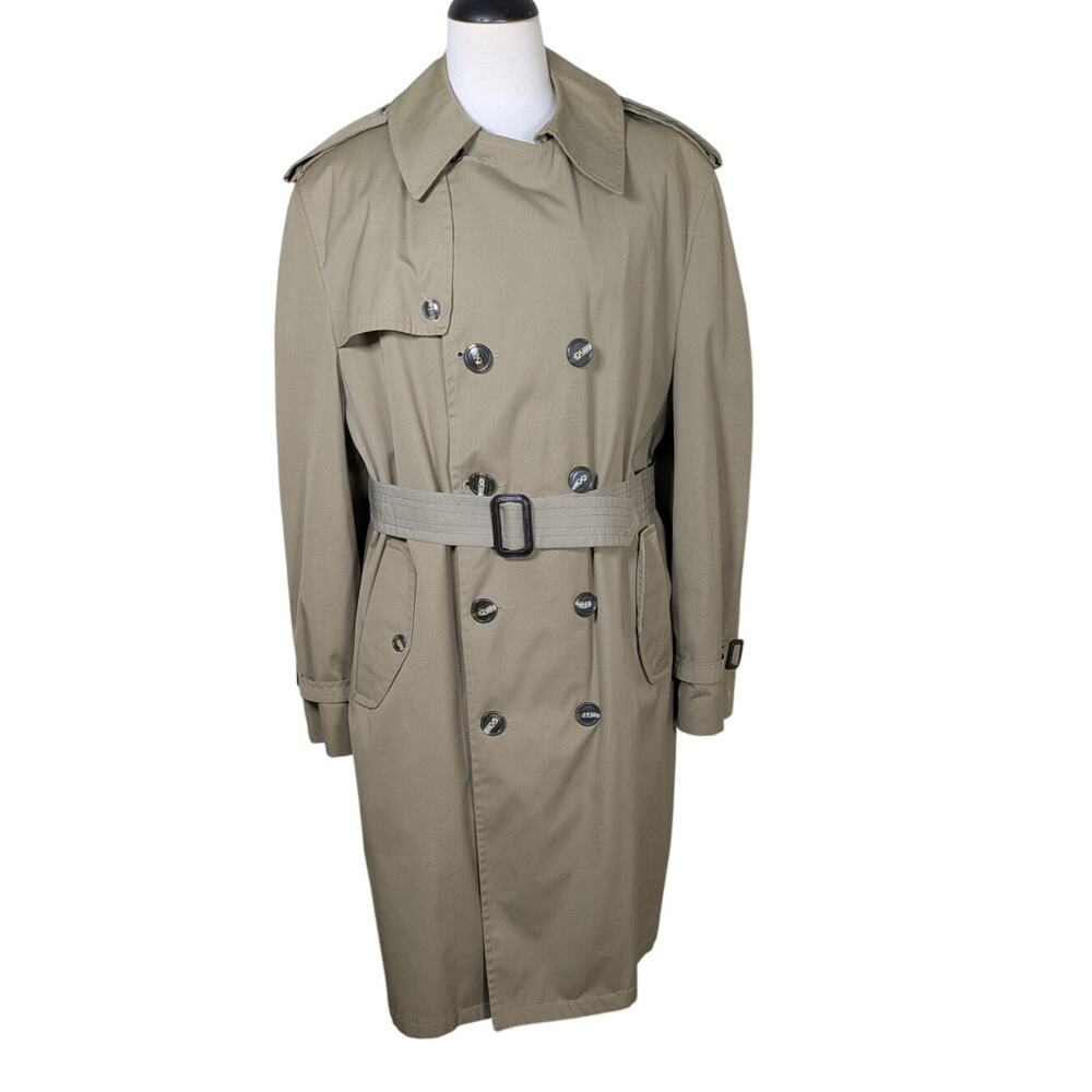 Vintage Sterlingwear of Boston Men's 42 Tan All Weather Military Trench Coat